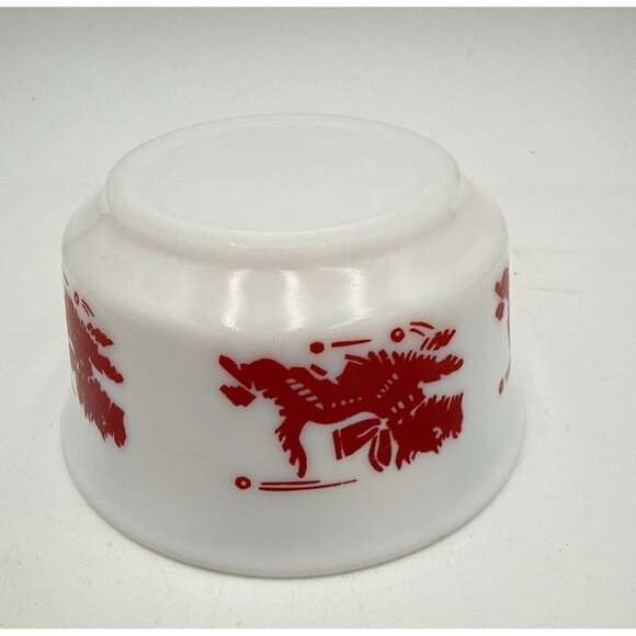 Vintage Hazel Atlas Platonite Milk Glass Red Scottie Dog Childrens Cereal Bowl - Picture 2 of 6